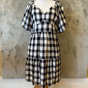 NWT Cato Gingham Checkered Tiered Ruffle Plaid Sun Summer Dress Sz S